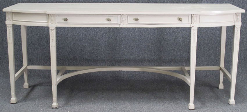 AMERICAN CLASSICAL STYLE PAINTED HALL TABLE circa : AMERICAN CLASSICAL STYLE PAINTED HALL TABLE circa 1930 length: 72", width: 34" estimate 300-500