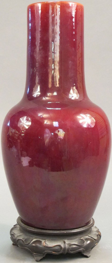 CHINESE FLAMBE PORCELAIN VASE note: drilled for la: CHINESE FLAMBE PORCELAIN VASE note: drilled for lamp height: 15" estimate 500-700