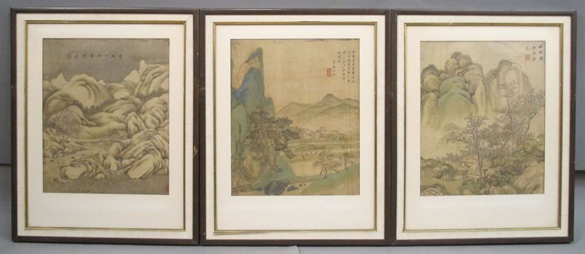 LOT OF (3) CHINESE PAINTINGS ON SILK early 20th ce: LOT OF (3) CHINESE PAINTINGS ON SILK early 20th century sight: 10 5/8" x 13 1/8" estimate 200-300