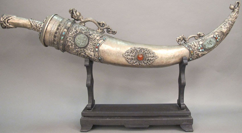 TURKISH JEWELED SWORD on stand possibly 19th centu: TURKISH JEWELED SWORD on stand possibly 19th century length: 35 3/4" estimate 200-300