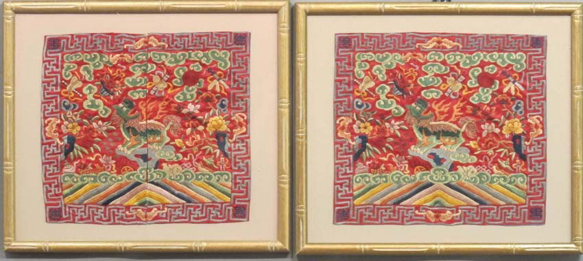 LOT OF (2) CHINESE MILITARY RANK BADGES framed: 14: LOT OF (2) CHINESE MILITARY RANK BADGES framed: 14"x 16 1/8" estimate 400-600