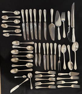 TIFFANY & CO STERLING SILVER FLATWARE SET- 45 PCS: Weight- 52 troy ozs. Shipping U.S. $45 plus insurance