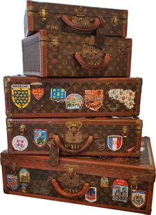 LOUIS VUITTON SET OF (5) TRAVEL LUGGAGE: Condition- shows wear, used please see images.