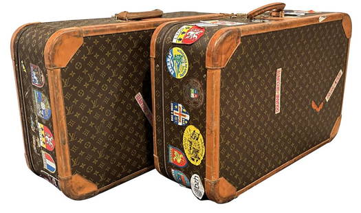 LOUIS VUITTON PAIR OF TRAVEL SUITCASES: Condition- shows wear, used (2) total in this lot Height- 30 1/2" Length- 20 1/2" Third party shipping only