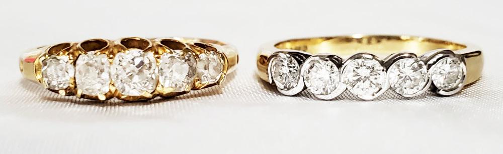 LADYS DIAMOND AND 18 KT GOLD WEDDING BANDS (2): ….