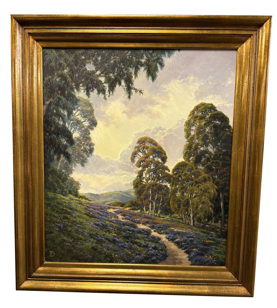 DIRK FOSLIEN (CALIFORNIA) , OIL ON BOARD: Subject- Landscape with trees Sight- 26"x 30" Overall- 34" x 38"