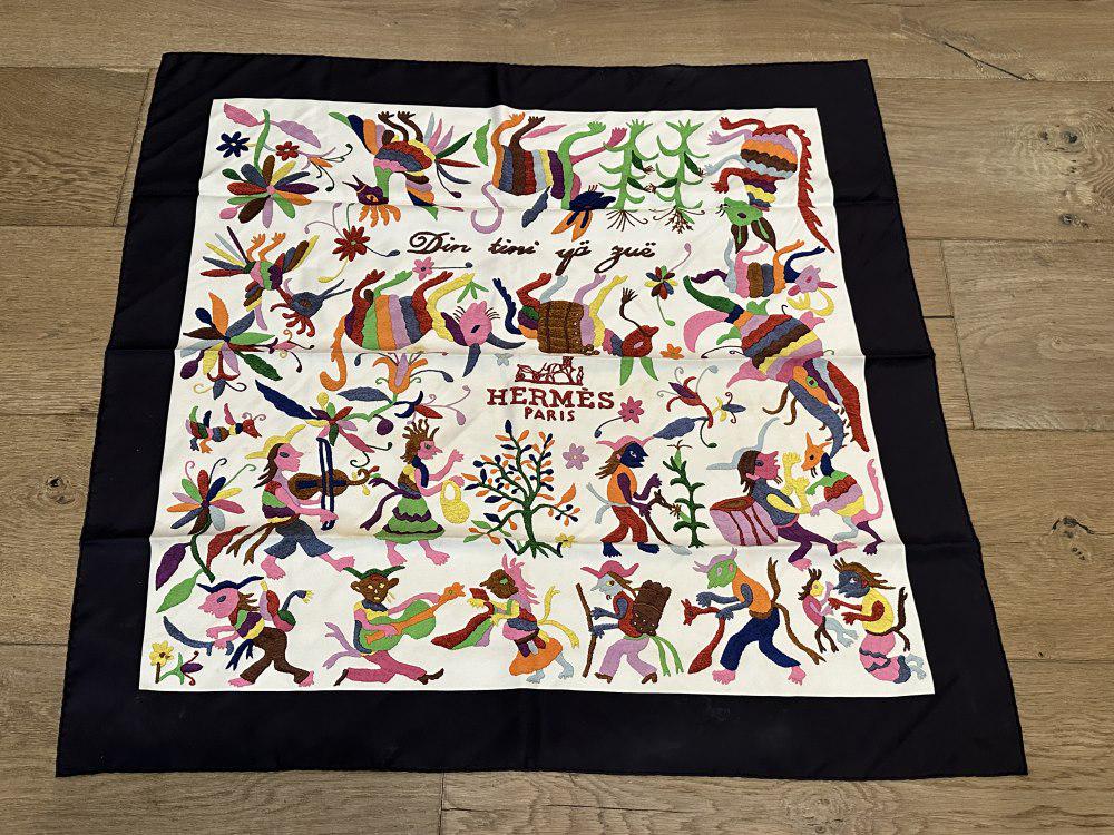 HERMES PARIS SILK SCARF: Condition- some spots, please inspect