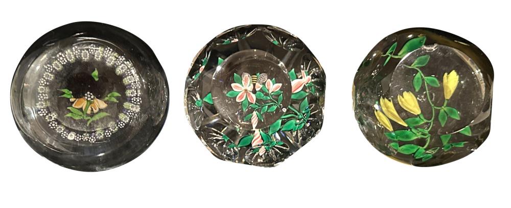 LOT OF (3) MULTIFACETED GLASS PAPERWEIGHTS (1 of 3)