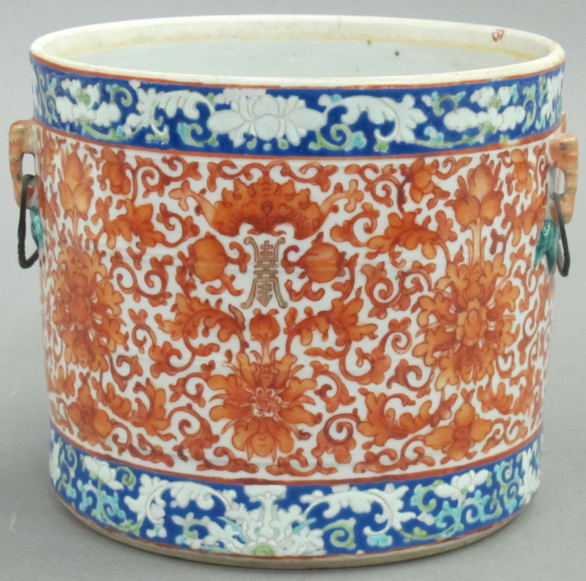 QING DYNASTY PAINTED VESSEL circa 19th century: QING DYNASTY PAINTED VESSEL circa 19th century height- 6 1/2"
