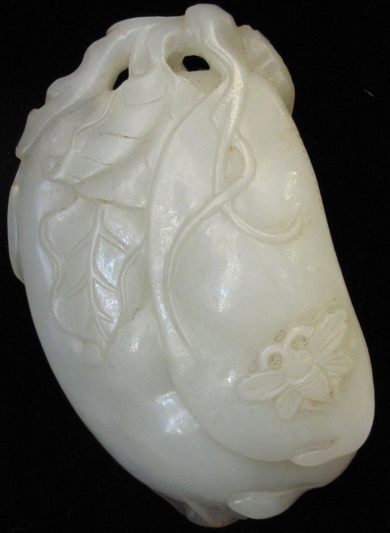 CHINESE WHITE JADE CARVING circa late 19th- ear: CHINESE WHITE JADE CARVING circa late 19th- early 20th century length- 2 1/2"