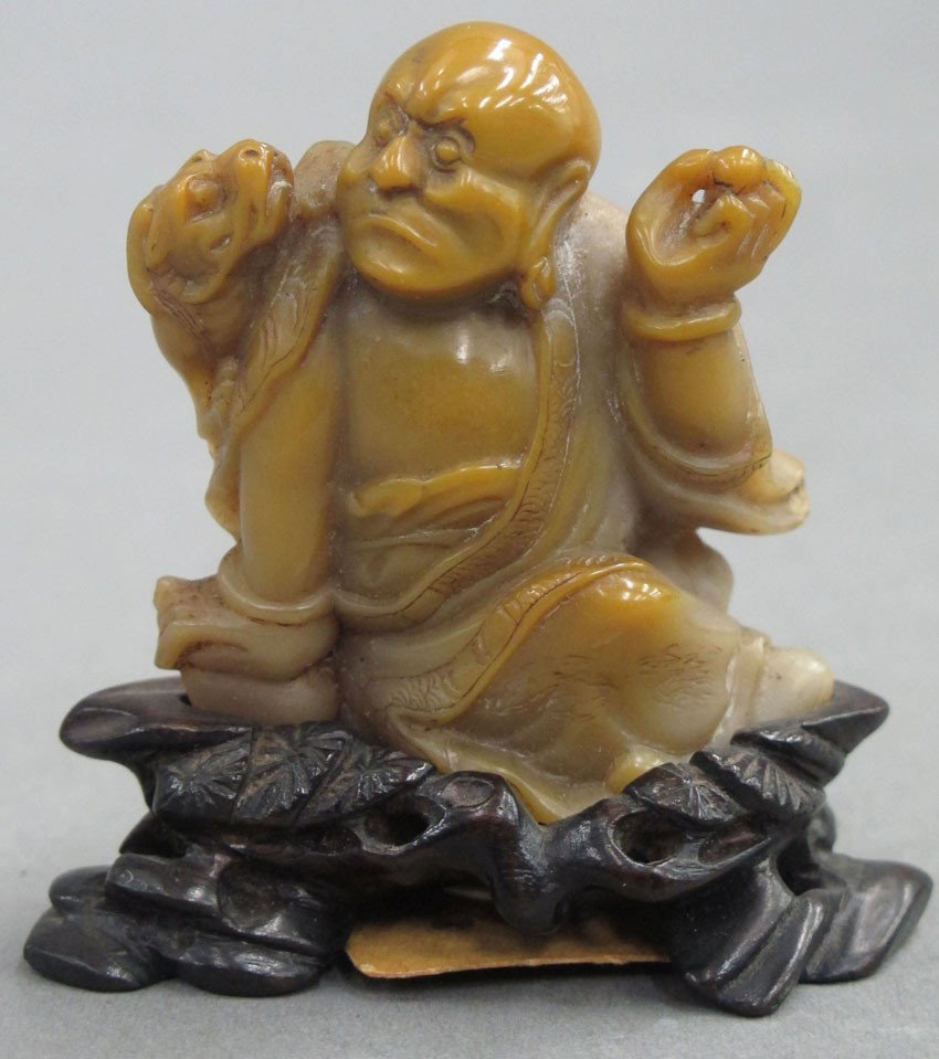 SHOUSHAN STONE CARVED BUDDHA on stand height of: SHOUSHAN STONE CARVED BUDDHA on stand height of carving- 1/2"