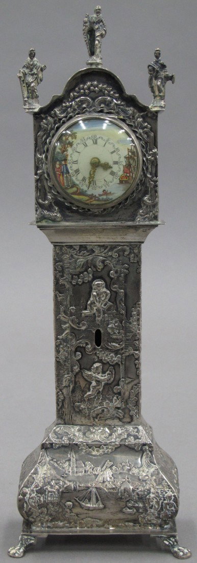 CONTINENTAL MINIATURE GRANDFATHER CLOCK height-: CONTINENTAL MINIATURE GRANDFATHER CLOCK height- 10"