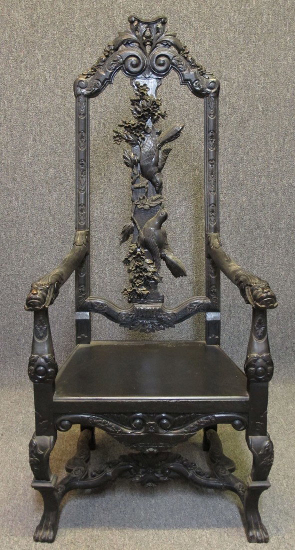 VICTORIAN CARVED OAK ARMCHAIR height- 58", widt: VICTORIAN CARVED OAK ARMCHAIR height- 58", width 26"