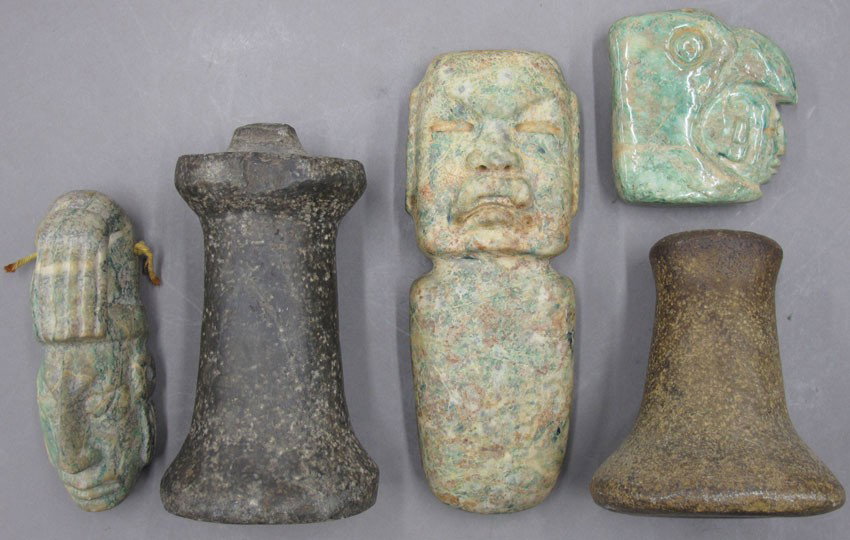 LOT OF (5) CENTRAL SOUTH AMERICAN CARVED STONE: LOT OF (5) CENTRAL SOUTH AMERICAN CARVED STONE FIGURES heights- 3 1/2" to 8 1/2"