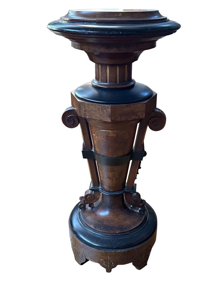 RENAISSANCE REVIVAL WALNUT PEDESTAL, 19TH C. (1 of 6)