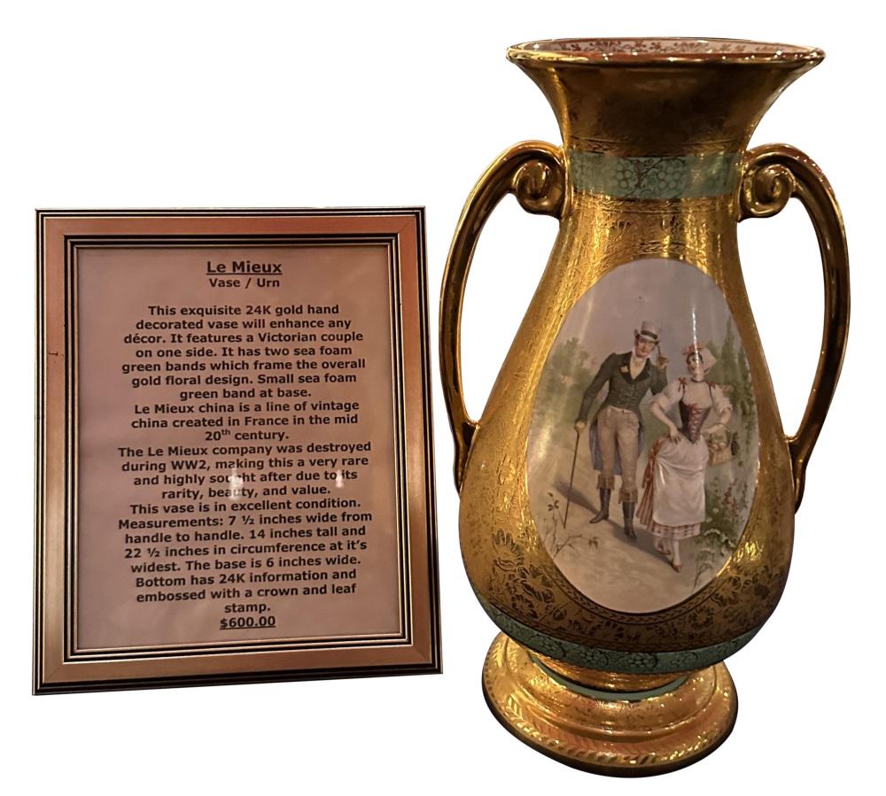 LE MIEUX GOLD PAINTED VASE: Original price- $600 Height- 14"