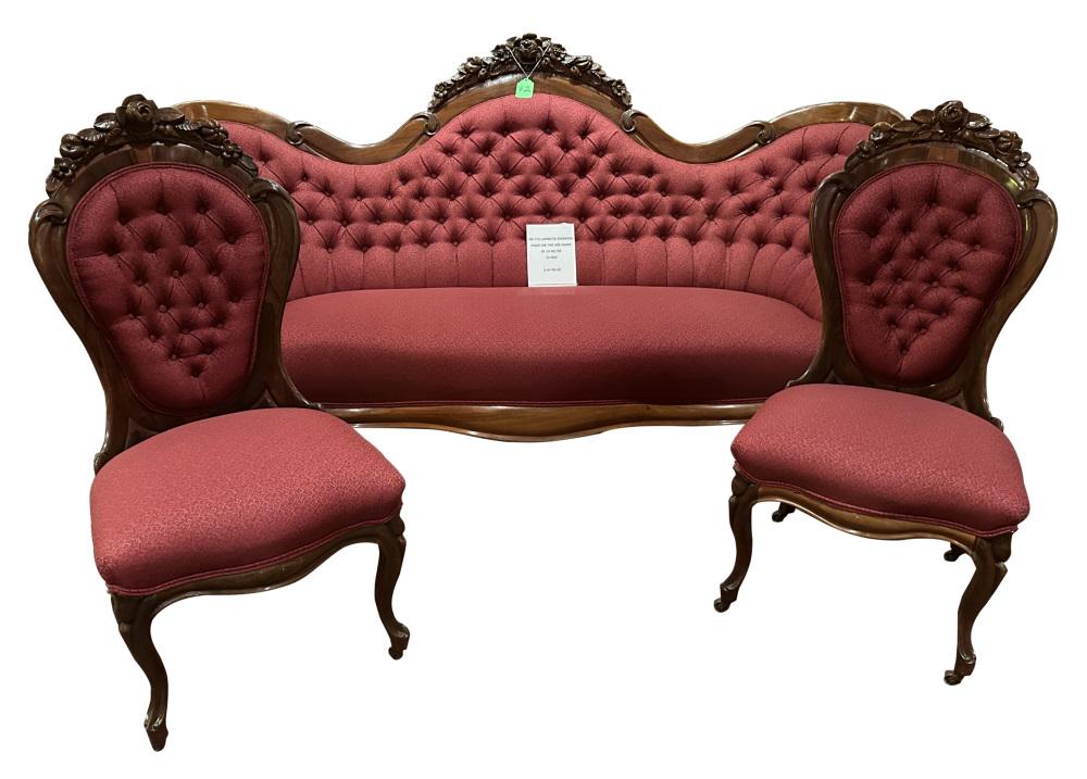 JOHN H. BELTER ROSEWOOD LAMINATED 3 PC. PARLOR SET (1 of 10)