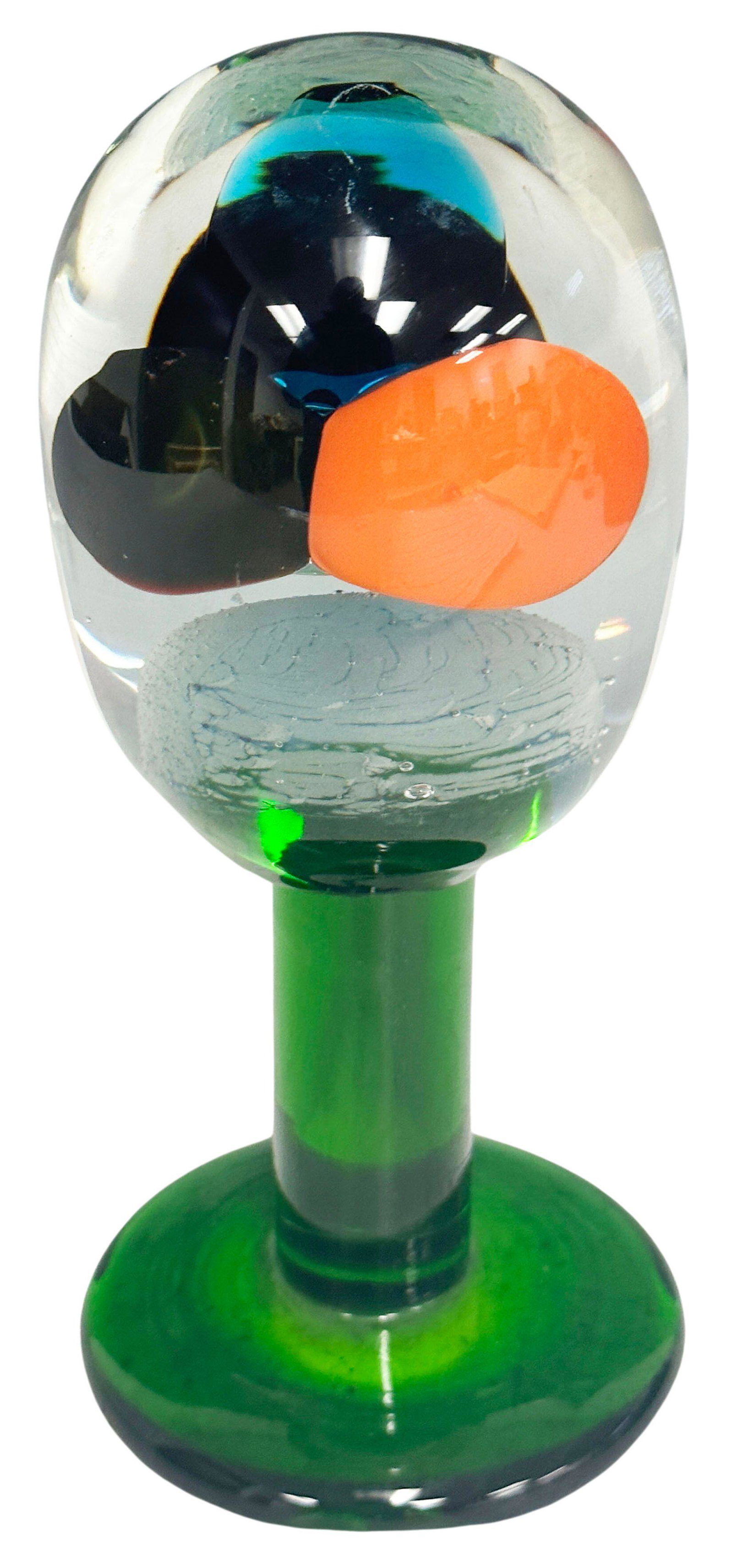 MID-CENTURY STYLE ART GLASS SCULPTURE: signed at base Height- 8 1/2" Third party shipping only for this lot