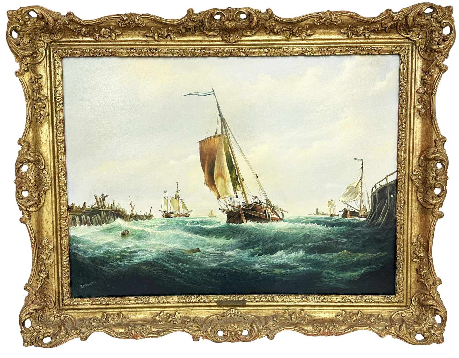 MAX BRANDRETT (20TH C.) OIL ON CANVAS: Sight- 21" x 29" Overall- 28 1/2" x 36" Third party shipping only for this lot
