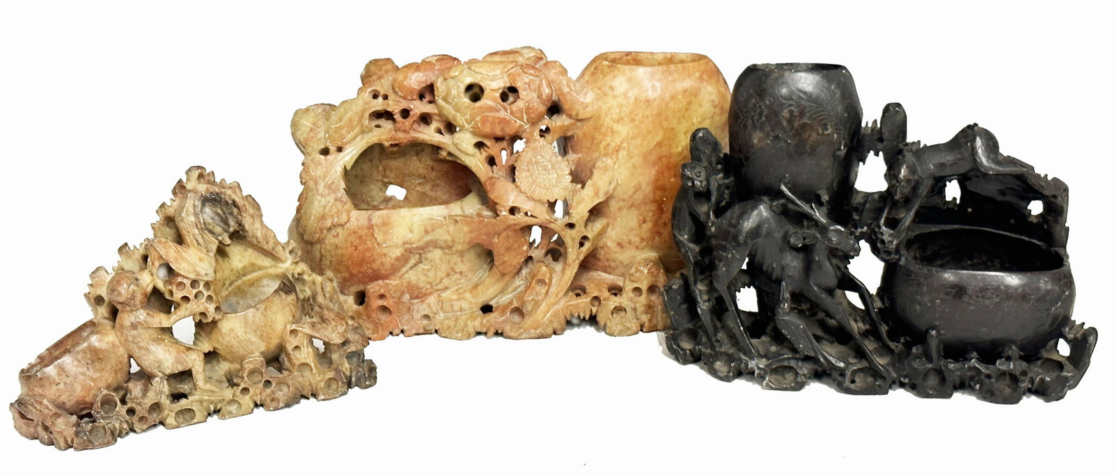 LOT OF (3) CHINESE SOAPSTONE CARVINGS (1 of 3)