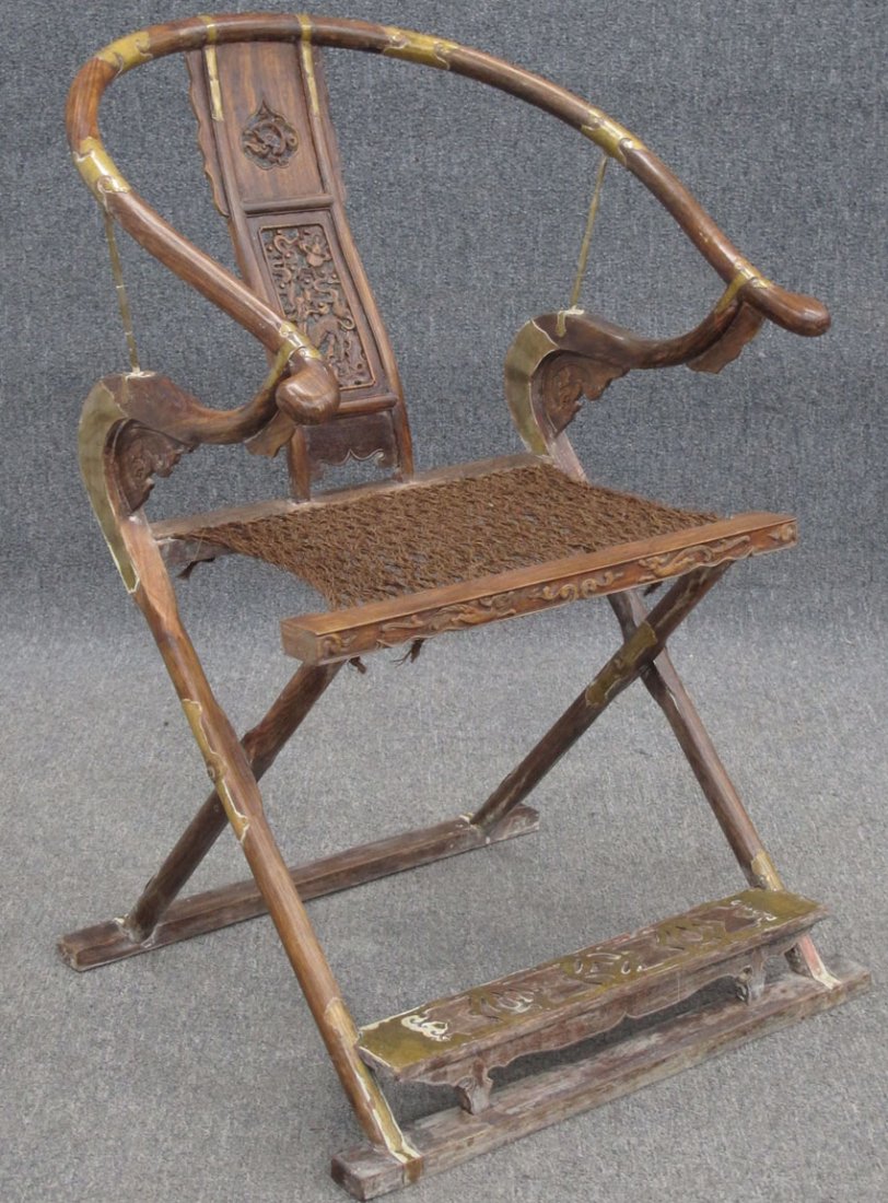 CHINESE MIXED WOOD FOLDING CHAIR height- 40 1/2": CHINESE MIXED WOOD FOLDING CHAIR height- 40 1/2"