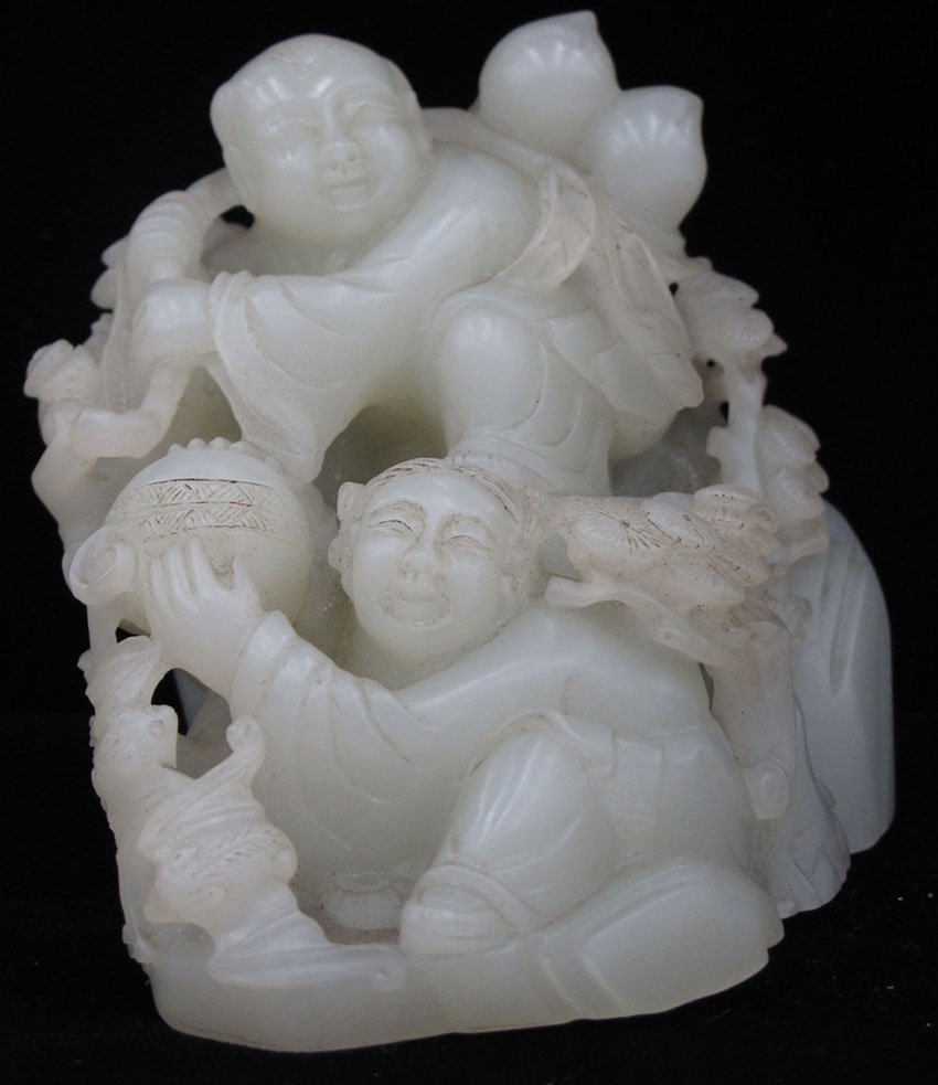 CHINESE JADE CARVING OF BOYS height- 4" : CHINESE JADE CARVING OF BOYS height- 4"