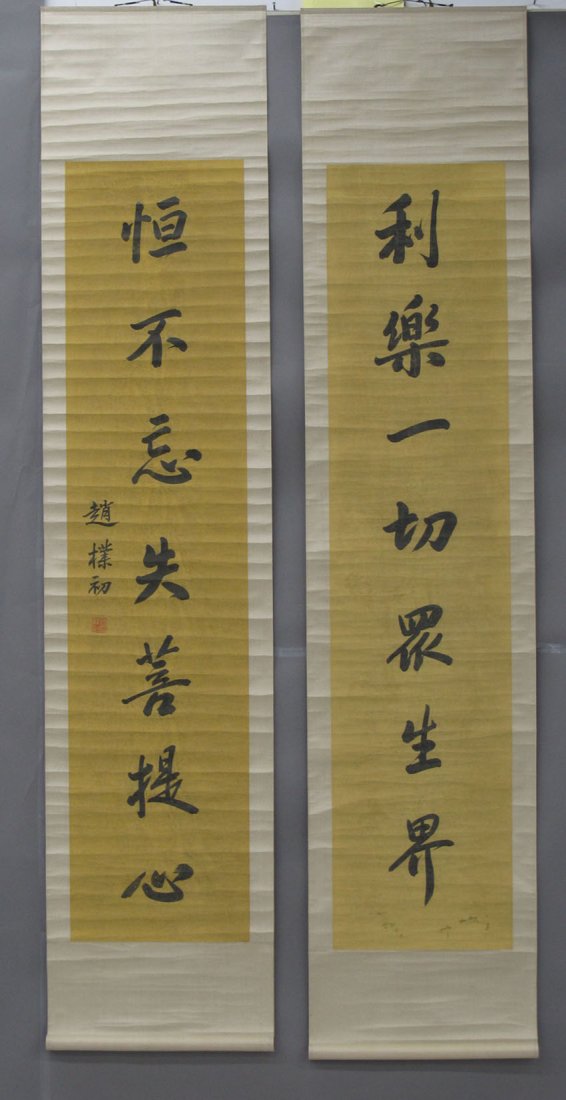 LOT OF (2) CHINESE SCROLLS sight- 15" x 65" : LOT OF (2) CHINESE SCROLLS sight- 15" x 65"
