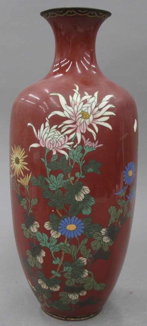JAPANESE CLOISSONE VASE early 20th century heigh: JAPANESE CLOISSONE VASE early 20th century height- 17"