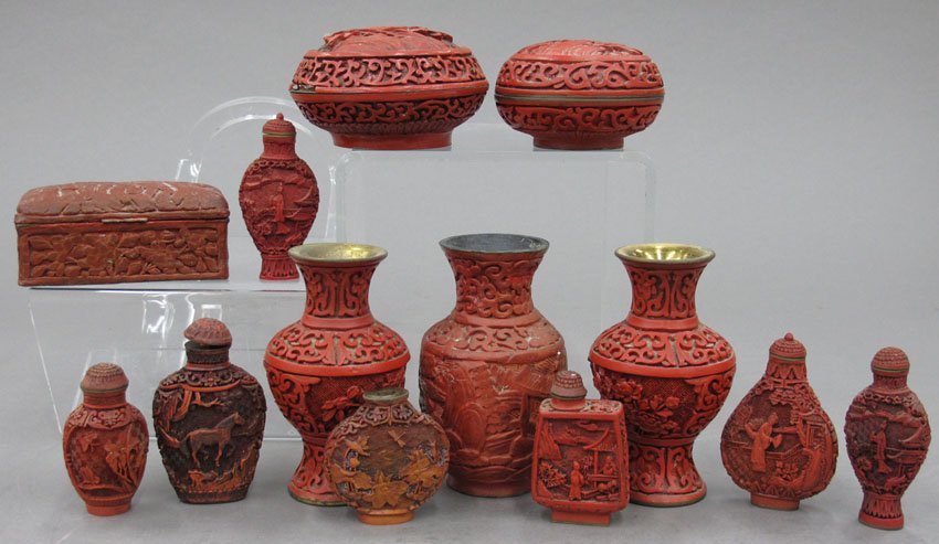 LOT OF ASIAN DECORATIVE including cinnibar total : LOT OF ASIAN DECORATIVE including cinnibar total of (13)