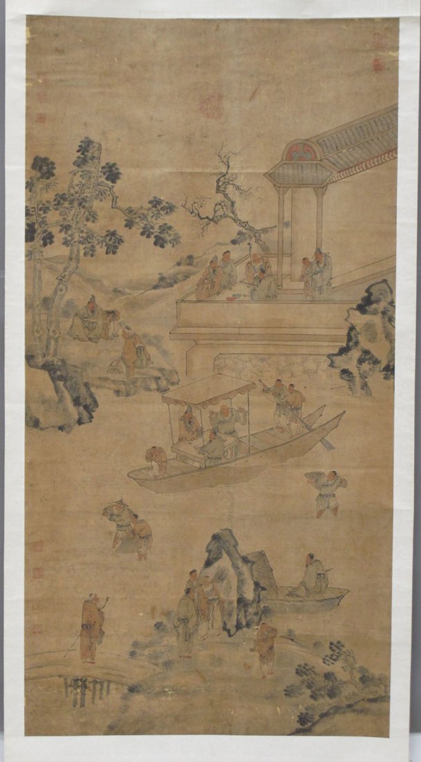 CHINESE SCROLL with (10) chop marks sight- 35 3/: CHINESE SCROLL with (10) chop marks sight- 35 3/8" x 68 3/8"