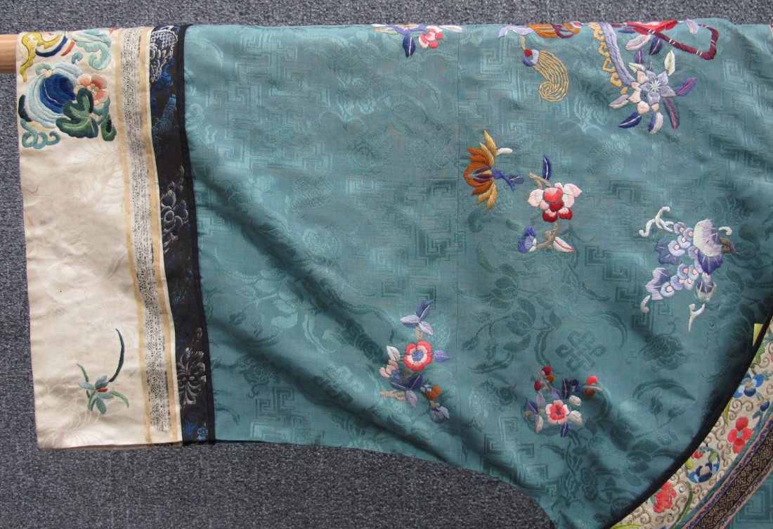 CHINESE SILK EMBROIDERED ROBE circa late 19th cen: CHINESE SILK EMBROIDERED ROBE circa late 19th century