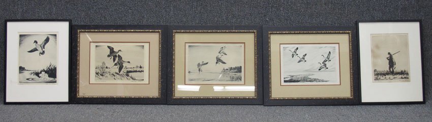 LOT OF (5) ETCHINGS artist- Churchill Ettinger si: LOT OF (5) ETCHINGS artist- Churchill Ettinger sight- 7 3/4" x 9 3/4" - 8 1/4" x 10 1/2"