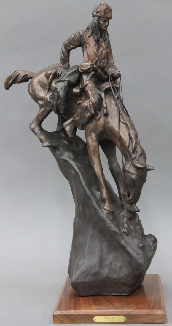 CHALKWARE STATUE in the style of Remington heig: CHALKWARE STATUE in the style of Remington height- 21"