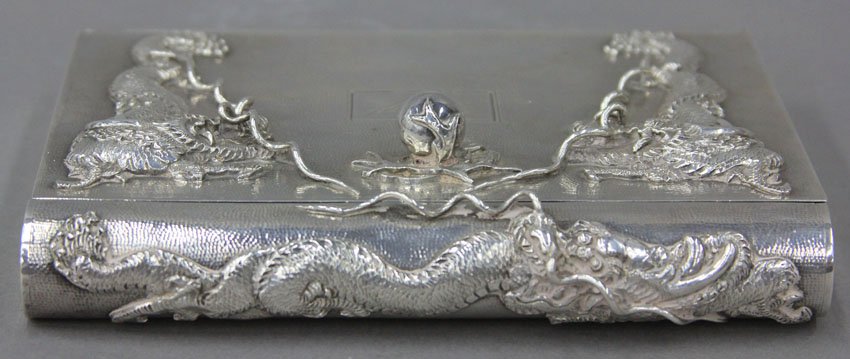 CHINESE STERLING PRESENTATION BOX with mark on: CHINESE STERLING PRESENTATION BOX with tuck chang mark weight- 18 troy oz.