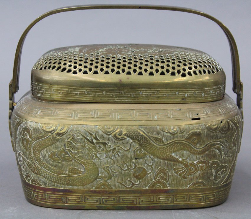 CHINESE BRASS HAND WARMER late 19th century not: CHINESE BRASS HAND WARMER late 19th century note- mark on bottom length- 7 3/4"