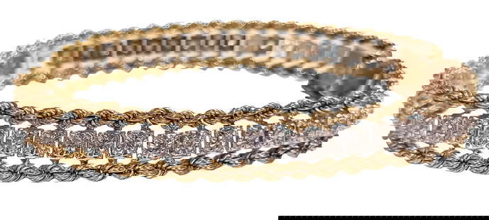 LADYS (49) DIAMOND ROPE 14KT TWIST BRACELET: Approx. 1.0 CT TW Weight- 14.6 grams Length- 7" Shipping U.S. $15 plus insurance