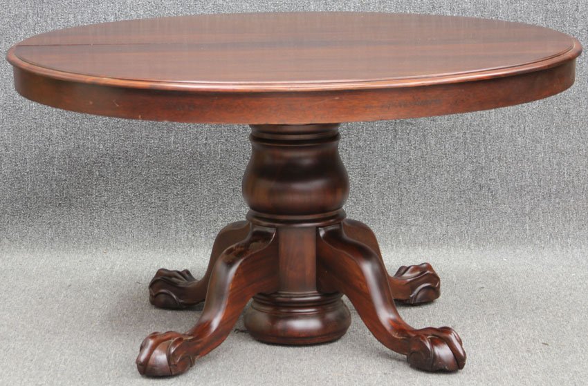 AMERICAN MAHOGANY 54" DINING TABLE with three le: AMERICAN MAHOGANY 54" DINING TABLE with three leaves