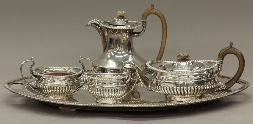 MAPPIN AND WEBB 5 PC. SILVERPLATE TEA SERVICE Lon: MAPPIN AND WEBB 5 PC. SILVERPLATE TEA SERVICE London, Sheffield