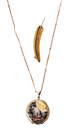 LADYS 18KT  LOCKET/CHAIN & 14KT DIAMOND PIN