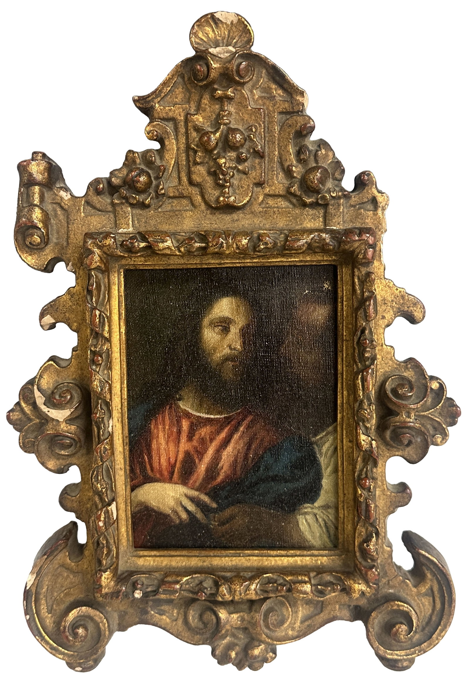 AFTER TITIAN, VINTAGE OIL ON CANVAS: Sight- 4" x 5 Overall- 8" x 12" Condition-loss to one corner on frame