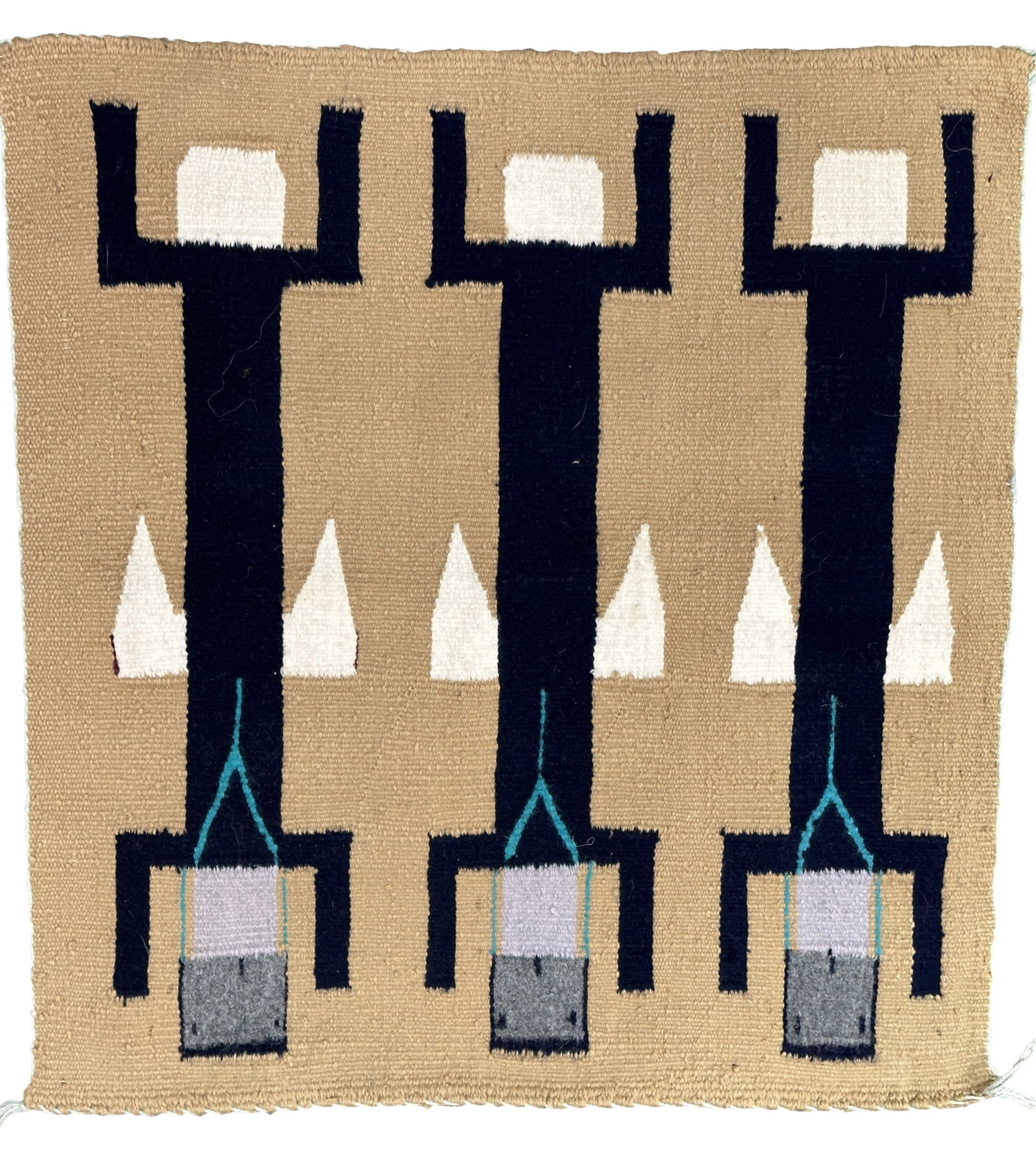 NAVAJO YEI WOVEN BLANKET: Overall- 22" x 23" Shipping U.S. $30 plus insurance