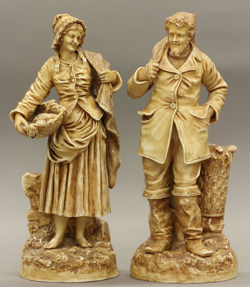 PAIR OF CONTINENTAL PORCELAIN FIGURES late 19th/e: PAIR OF CONTINENTAL PORCELAIN FIGURES late 19th/early 20th century height- 14"