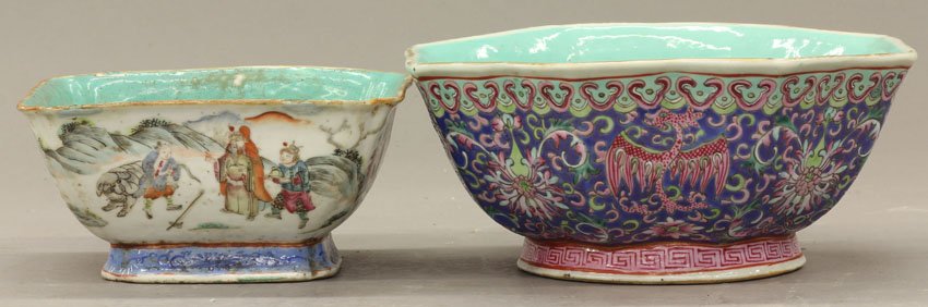 LOT OF (2) CHINESE PORCELAIN BOWLS circa 19th cen: LOT OF (2) CHINESE PORCELAIN BOWLS circa 19th century diameter- 5 3/4", 7 1/2" note- restoration