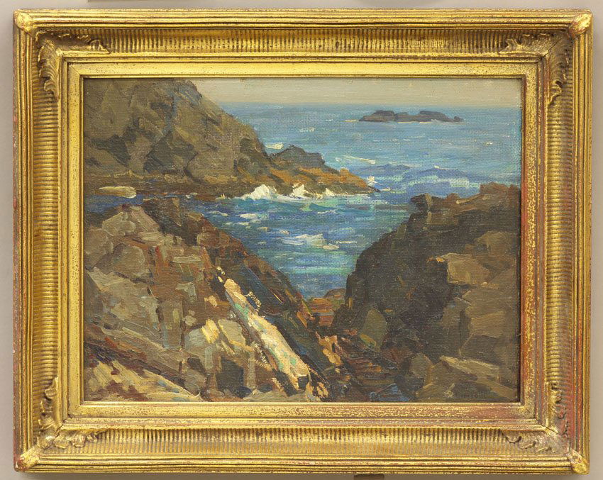 GUSTAVE CIMIOTTI, Oil on Board Title- Rock Cliff: GUSTAVE CIMIOTTI, Oil on Board Title- Rock Cliff sight- 12" x 16"