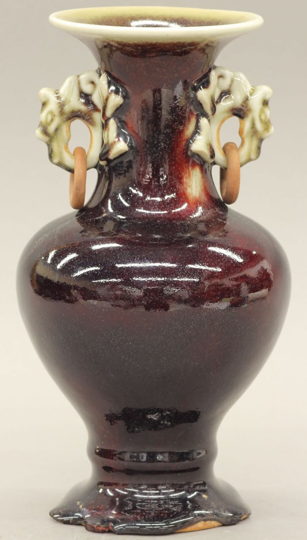 EARLY CHINESE FLAMBE PORCELAIN VASE height- 10": EARLY CHINESE FLAMBE PORCELAIN VASE height- 10" note- chips to base