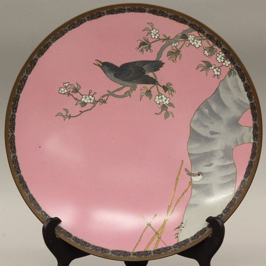 JAPANESE CLOISONNE CHARGER circa late 19th centur: JAPANESE CLOISONNE CHARGER circa late 19th century diameter- 12"