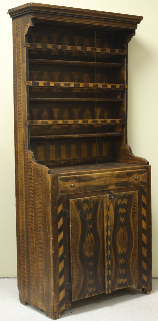 EARLY PAINTED HUTCH circa 19th century height- 76: EARLY PAINTED HUTCH circa 19th century height- 76", width- 33"