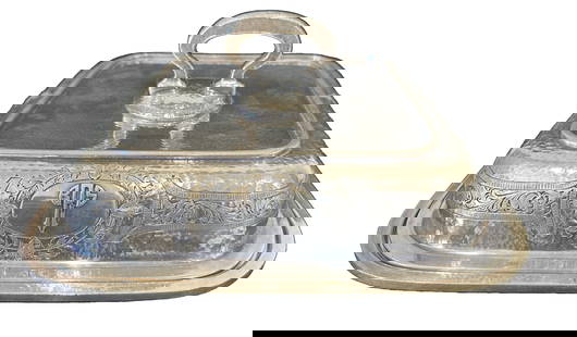 STERLING SILVER COVERED SERVING DISH: Weight- 46 troy ozs. Height- 4" Overall- 8 1/2" x 8 1/2" Shipping U.S. $40 plus insurance
