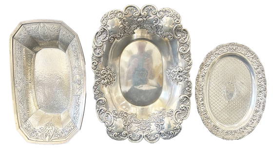 STERLING SILVER LOT OF (3) SERVING PCS.: Weight- 46 troy ozs. Length- 8 3/4" - 12" Shipping U.S. $45 plus insurance