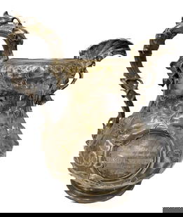 19TH C. COIN SILVER PRESENTATION PITCHER: Marked - Jones, Ball & Poor Boston - 19th C. From the family of Daniel Webster- Oct. 24th 1852. Weight- 31.3 troy ozs. Shipping U.S. $45 plus insurance